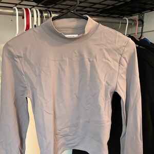 Babaton Mock Neck Long Sleeve Top in Lavender Gray